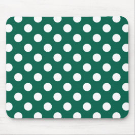Mousepad White polka dots on sage green