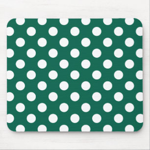 Mousepad White polka dots on sage green