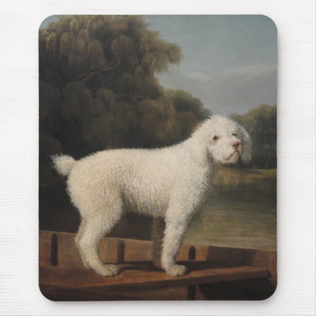 Mousepad White Poodle in a Punt (por George Stubbs) (Frente)