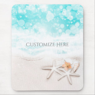 Mousepad White Sandy Beach Starfish Blue Ocean Tropical