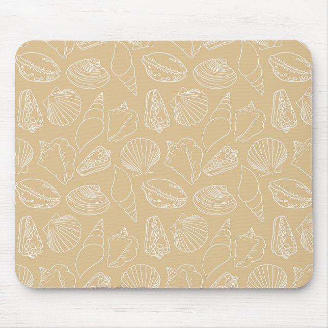 Mousepad White Shells on Sandy Beige (Frente)