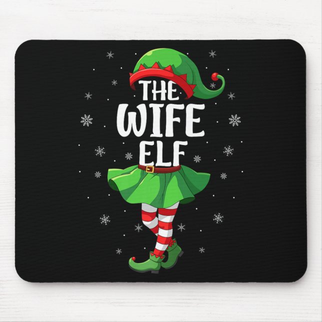 Mousepad Wife Elf Christmas Girls Women Elf Squad Xmas Fami (Frente)