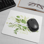 Mousepad Wild Meadow | Verde Botânico Personalizado<br><div class="desc">O logotipo botânico elegante mousepad design apresenta seu nome e/ou nome comercial enquadrado por uma borda de verde-aquarela e folhas em tons de verde-férn e floresta.</div>