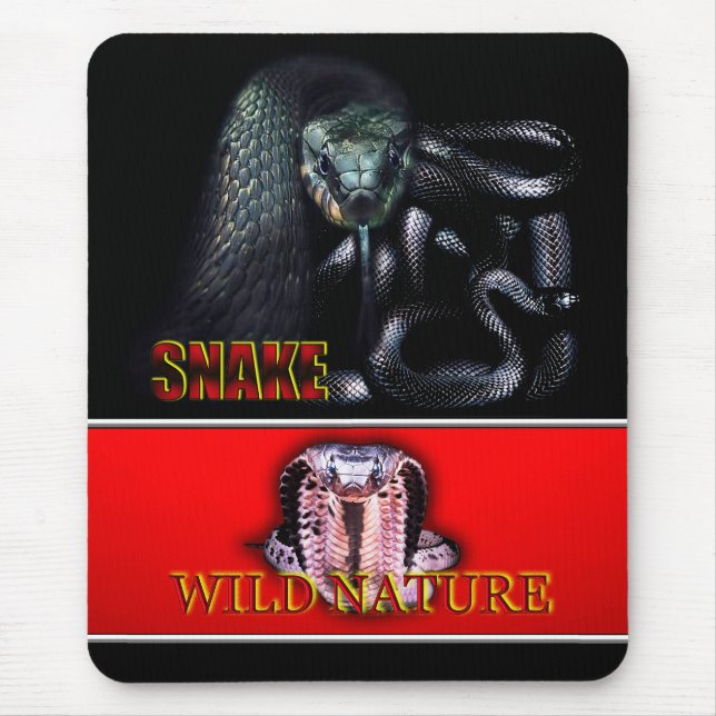 Mousepad WILD NATURE - coleção COBRA de design preto (Frente)