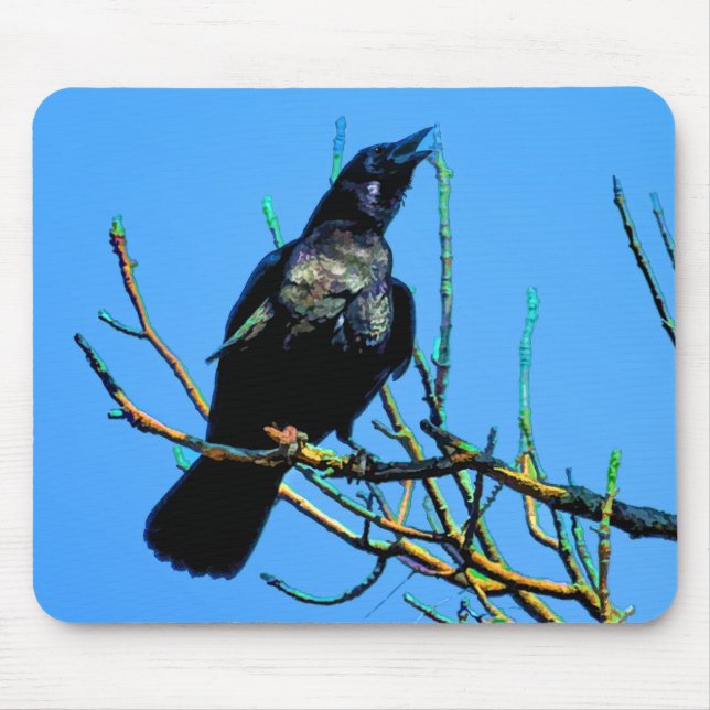 Mousepad Wild Raven e Branches Wildlife Photo Gift (Frente)