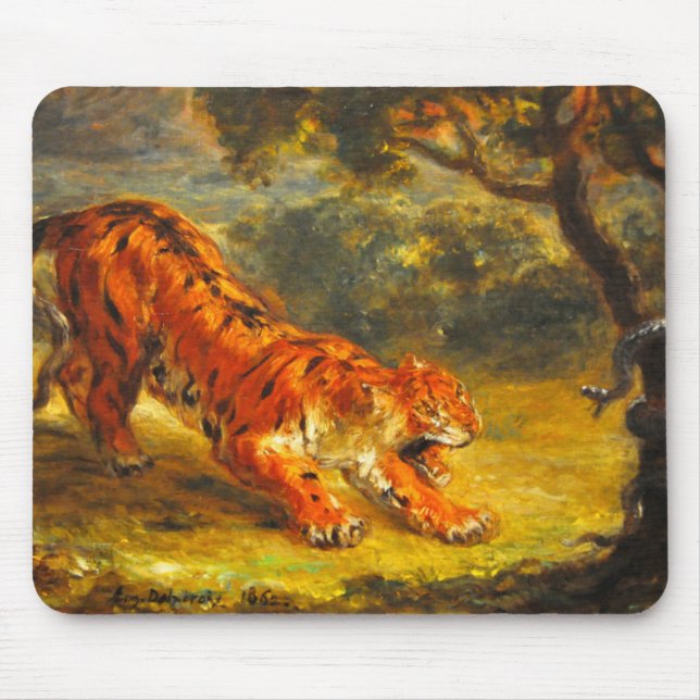 Mousepad Wild Tiger e Cobra (Arte Animal) (Frente)