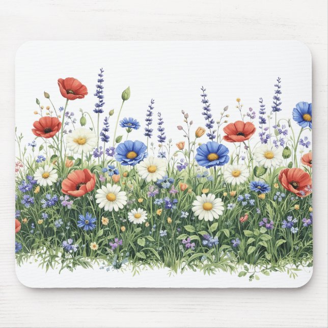 Mousepad Wildflower meadow botanical garden flowers (Frente)