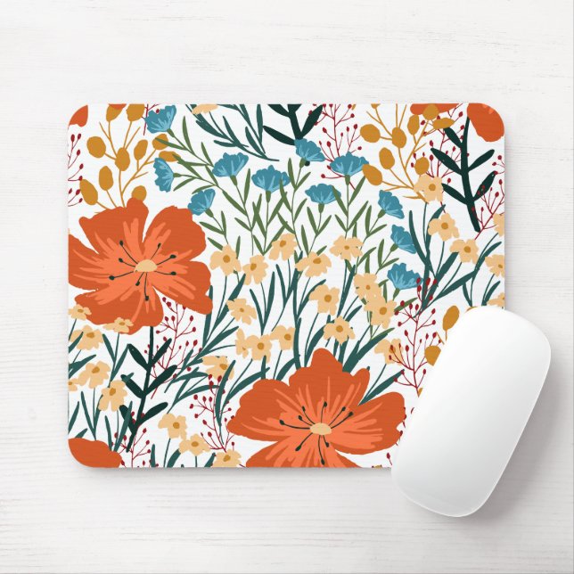 Mousepad Wildflower Seamless Pattern (Com mouse)