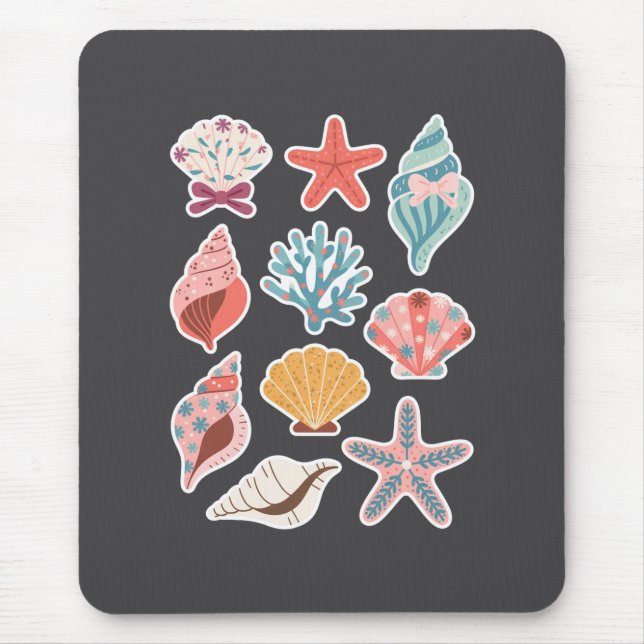 Mousepad Wildflower Seashell Clam Summer Vibes Floral Beach (Frente)