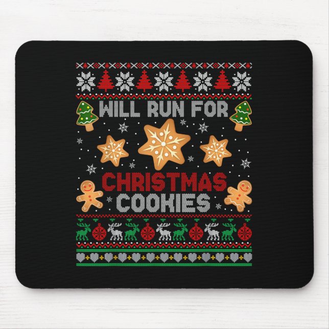 Mousepad Will Run For Christmas Cookies Gingerbread Lover U (Frente)