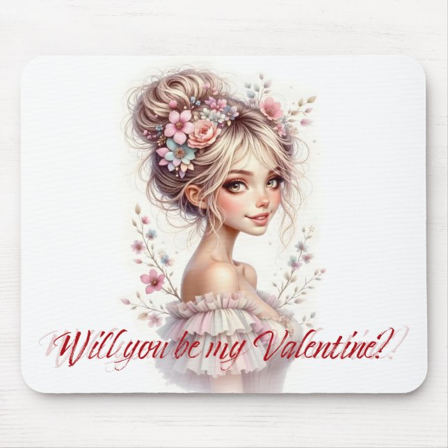Mousepad Will You Be My Valentine – Romantic Art Print (Frente)