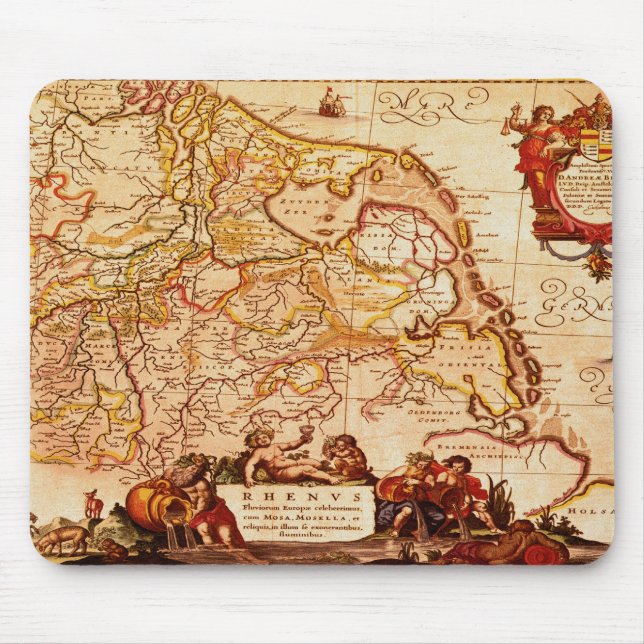 Mousepad Willem Janszoon Blaeu Antiga Coleção de Mapa Alemã (Frente)