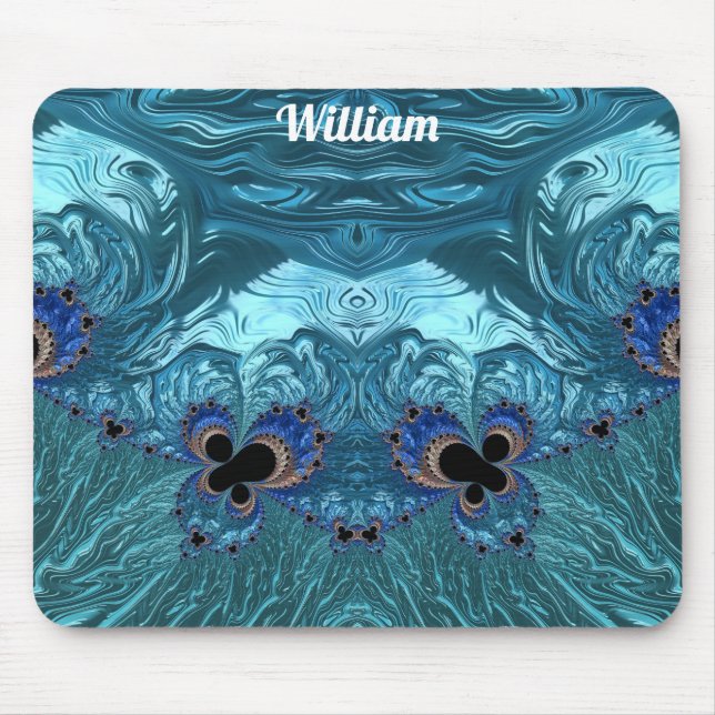 Mousepad WILLIAM ~ Azul Aqua e Design preto (Frente)