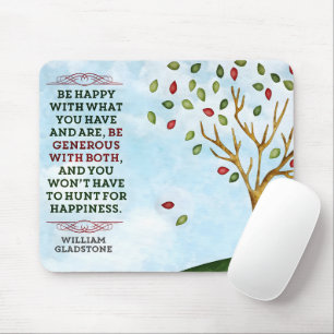 Mousepad William Gladstone Inspirational Citação "Felicidad