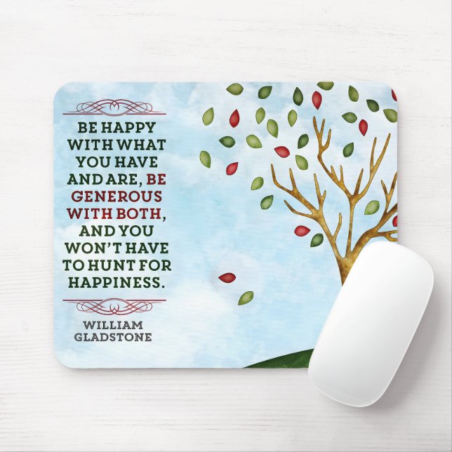 Mousepad William Gladstone Inspirational Citação "Felicidad (Com mouse)