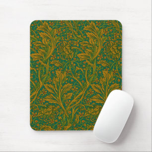 Mousepad William Morris Arcadia Floral Padrão Ouro Verde