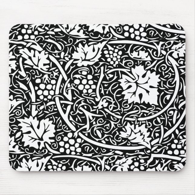 Mousepad William Morris Black White Grape Vine (Frente)
