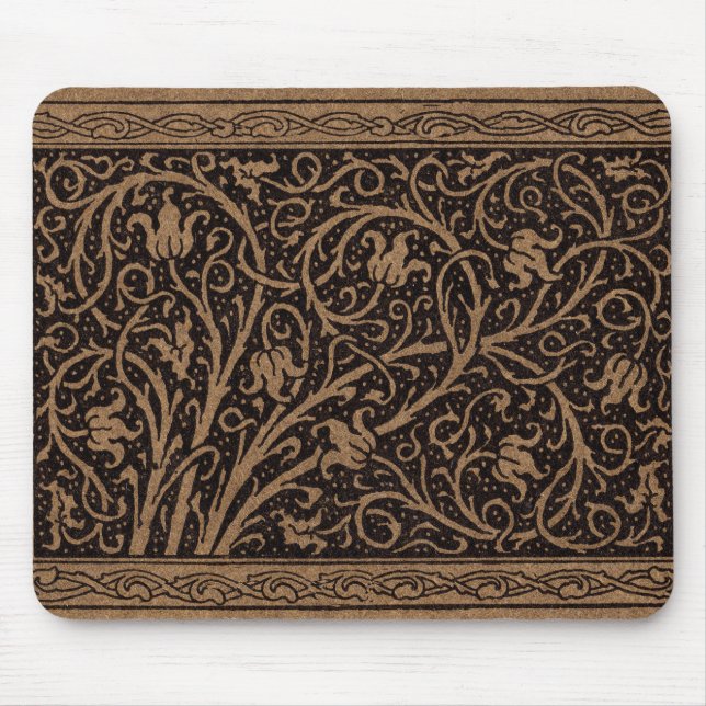 Mousepad William Morris Campion Couro Foleado Damask (Frente)
