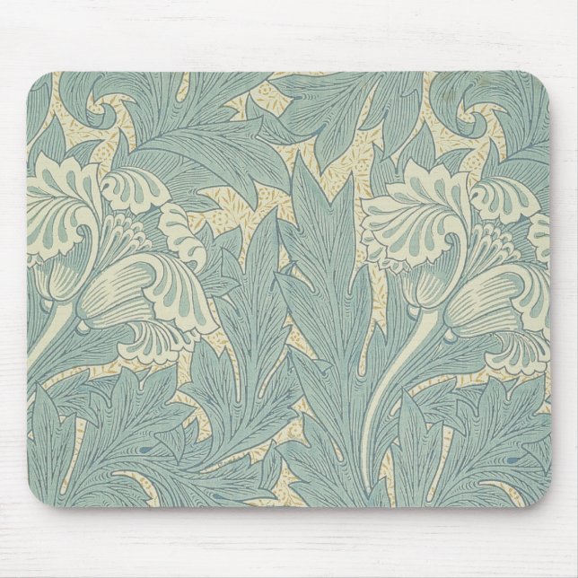 Mousepad William Morris Clássico Tulipa Azul Floral (Frente)