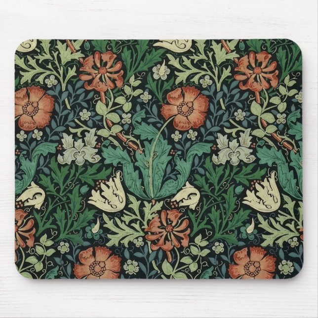 Mousepad William Morris Compton Floral Art Nouveau Pattern (Frente)