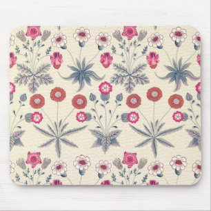 Mousepad William Morris Daisy Padrão Floral Vermelho Laran
