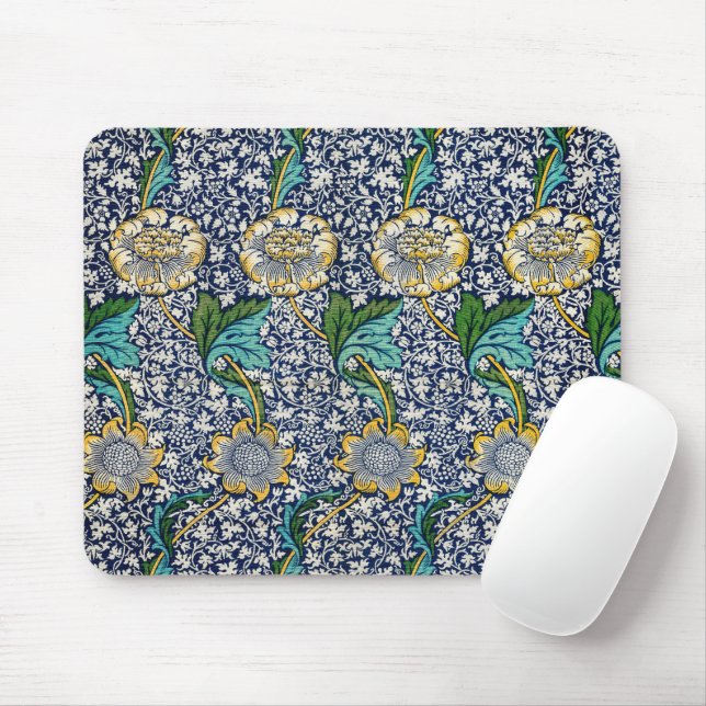 Mousepad William Morris floral amarelo (Com mouse)