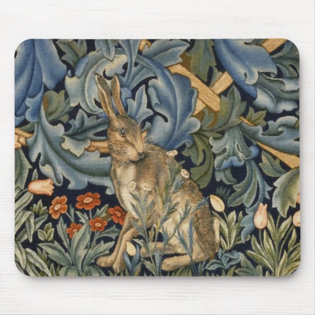 Mousepad William Morris Forest Rabbit Floral Art Nouveau (Frente)