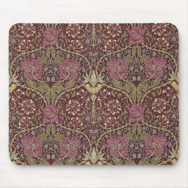 Mousepad William Morris, Honeysuckle, padrão floral, arte (Frente)