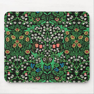 Mousepad William Morris Jacobean Floral, Fundo Negro