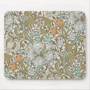 Mousepad William Morris Ouro Lily Blue Dourado Classic