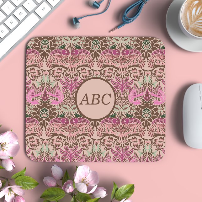 Mousepad William Morris Peacock e Dragon Monograma (Criador carregado)