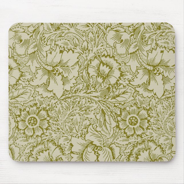 Mousepad William Morris Poppy Classic Floral Green (Frente)