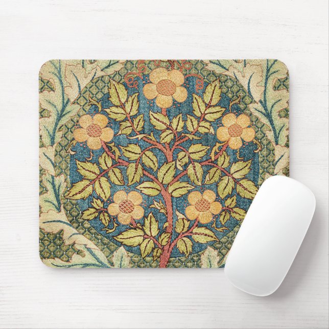 Mousepad William Morris Rosa Wreath Cobrir Clássico (Com mouse)