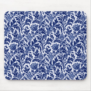 Mousepad William Morris Thistle Damask, Cobalto Azul e Bran