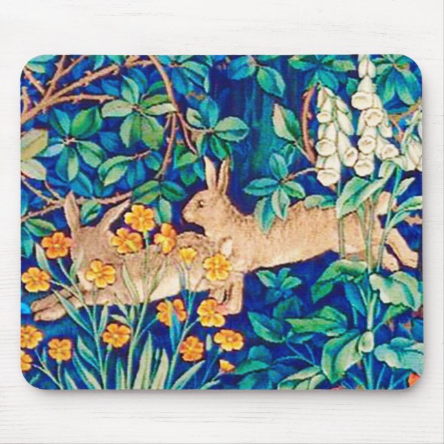 Mousepad William Morris "Two Hares" - Coelhos numa Floresta (Frente)