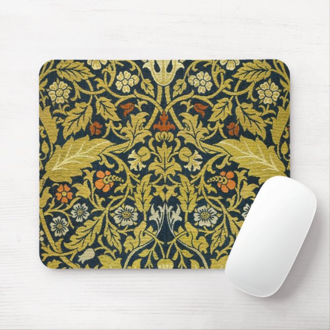 Mousepad William Morris Violeta Columbina Azul Marinho Flor (Com mouse)