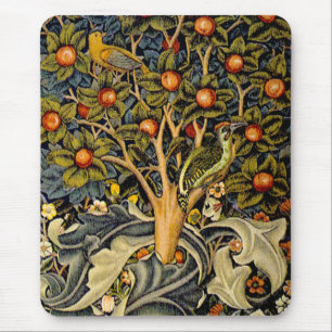 Mousepad William Morris Woodpecker Tapeçaria Pássaros Flora