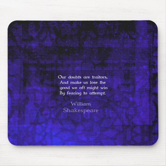 Mousepad William Shakespeare Citação Inspirativa de Coragem (Frente)