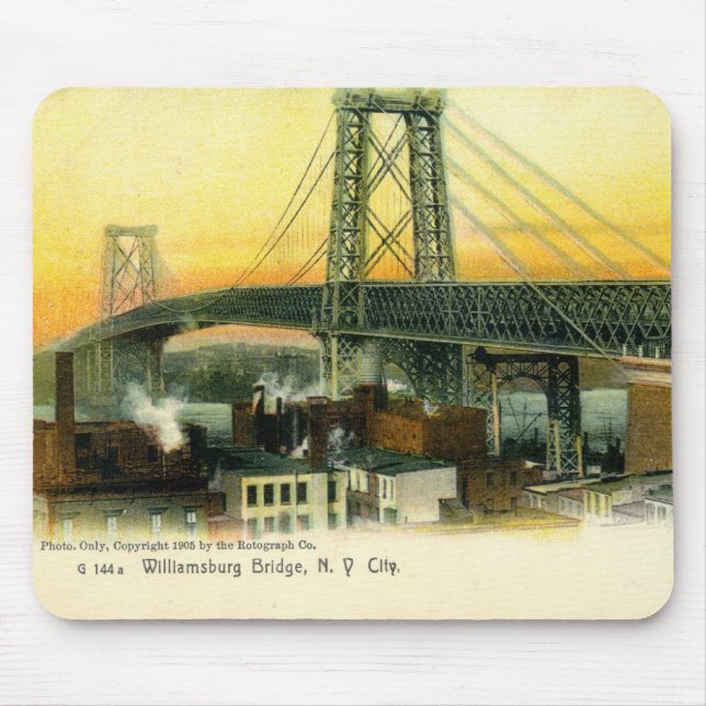 Mousepad Williamsburg Ponte, Nova Iorque, vintage 1905 (Frente)