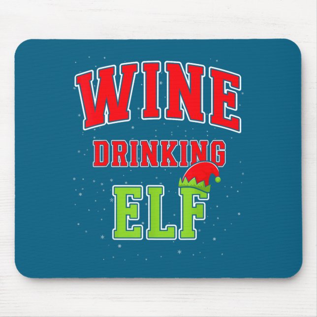 Mousepad Wine Drinking Elf Christmas Family Matching Group  (Frente)