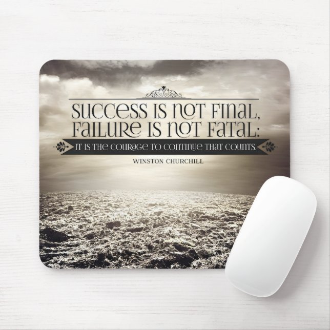 Mousepad Winston Churchill Inspirational Cote "Coragem" (Com mouse)