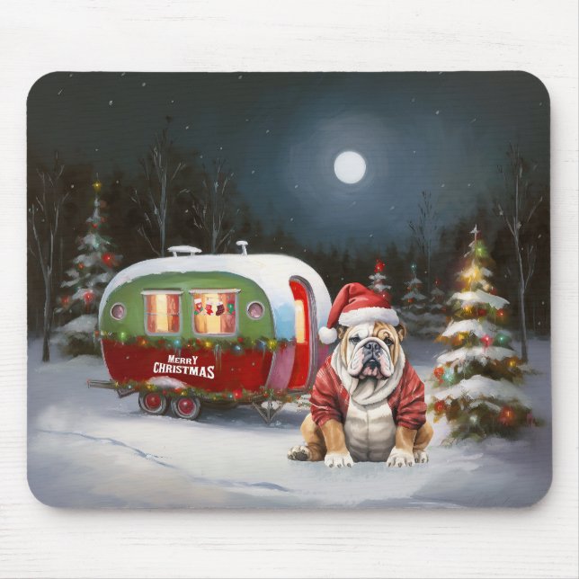 Mousepad Winter Bulldog Caravan Christmas Adventure (Frente)