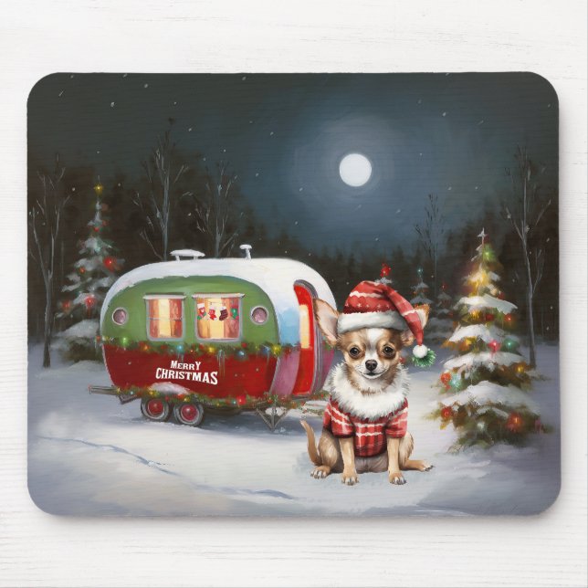 Mousepad Winter Chihuahua Caravan Christmas Adventure (Frente)