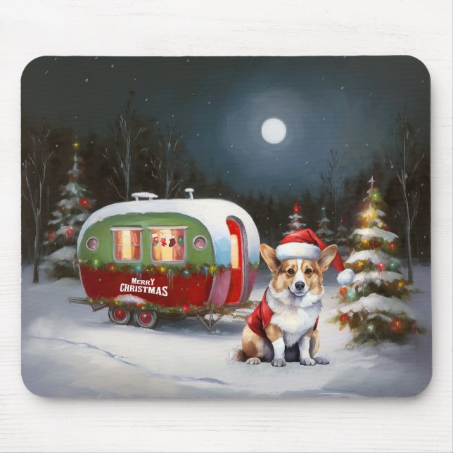 Mousepad Winter Corgi Caravan Christmas Adventure (Frente)