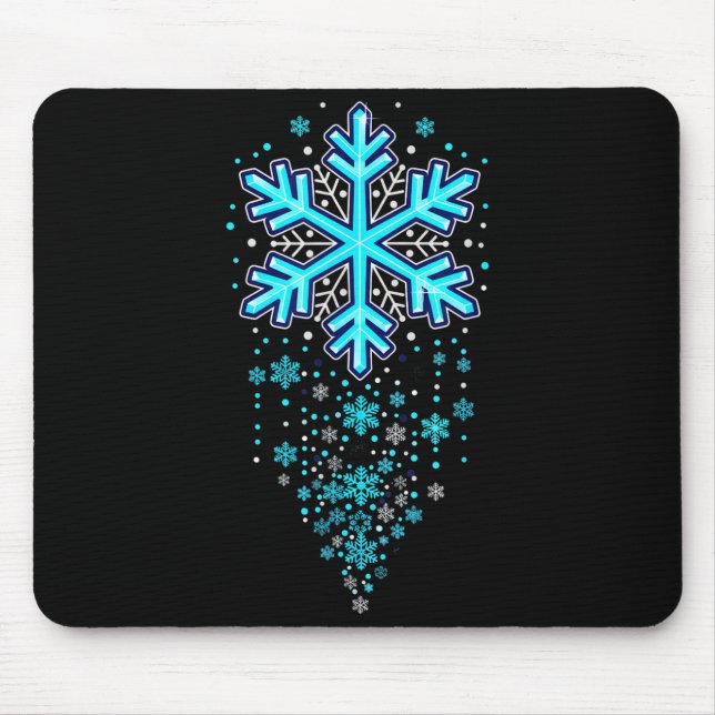 Mousepad Winter Holiday Apparel - Blue Snowflake Cascade, I (Frente)