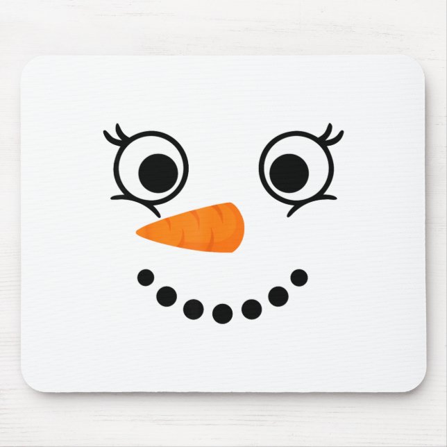 Mousepad Winter Snowman Face Eyelashes Christmas Xmas Fun D (Frente)