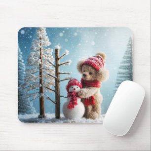 Mousepad Winter Teddy Bear e Snowman