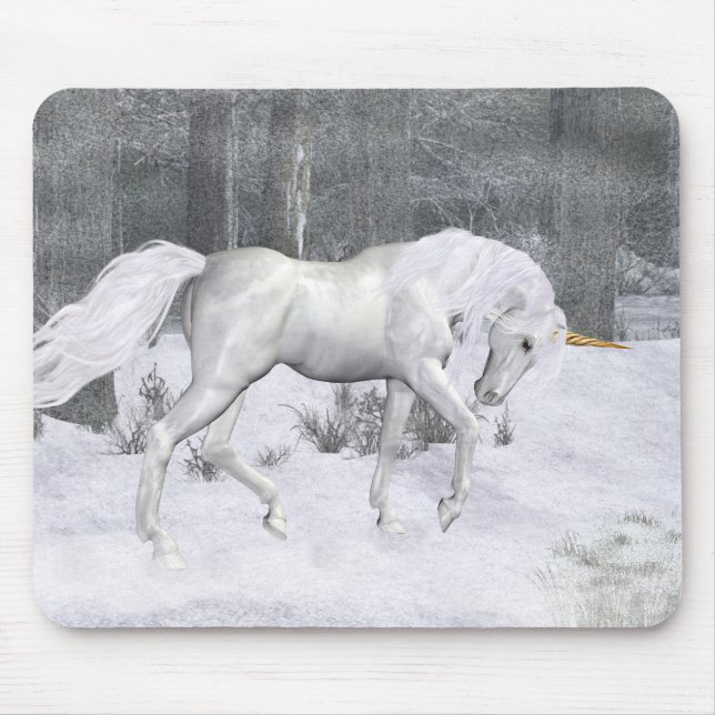 Mousepad Winter Unicorn ... fantasia arte (Frente)