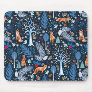 Mousepad Winter Woodland Blue/Dourado ID785