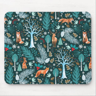 Mousepad Winter Woodland Teal/Dourado ID785
